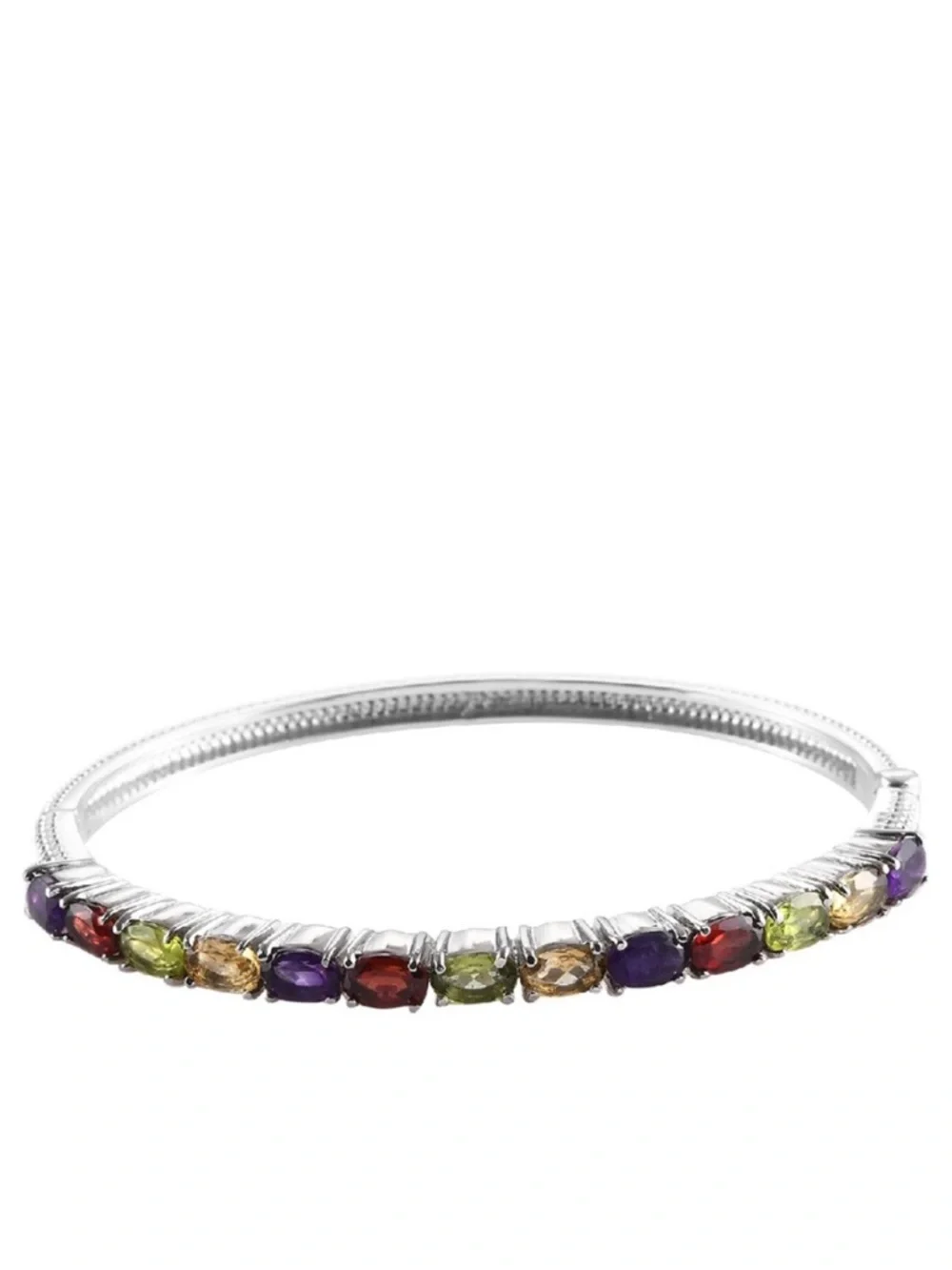 Multi Gemstone Bangle Bracelet in Stainless Steel